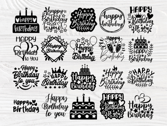 Preview of Happy Birthday Bundle SVG for crafting