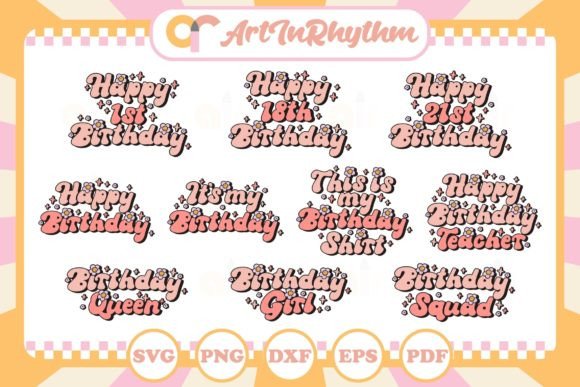 Preview of retro birthday SVG for crafting