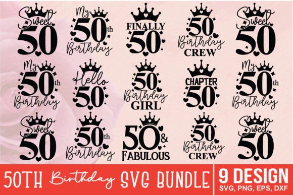 Cricut design featuring 50th birthday SVG bundle for women
