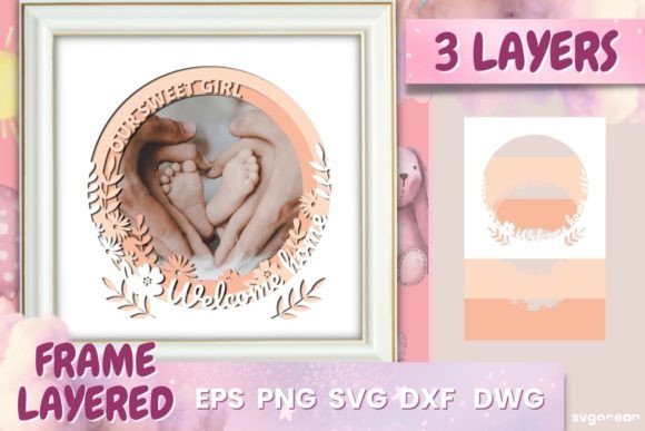 Baby-themed shadow box design for Cricut projects