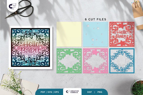 Preview of hello baby 3D shadow box SVG