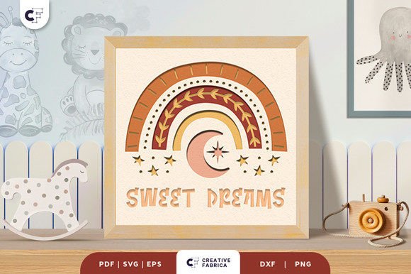 Boho rainbow shadow box design for Cricut