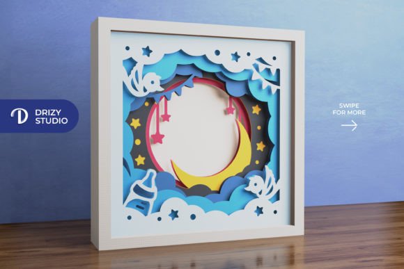Cricut-friendly SVG for baby shower photo frame shadow box