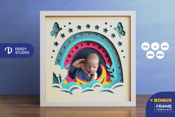 Photo frame shadow box design for Cricut