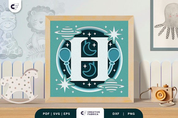Letter H shadow box design for Cricut