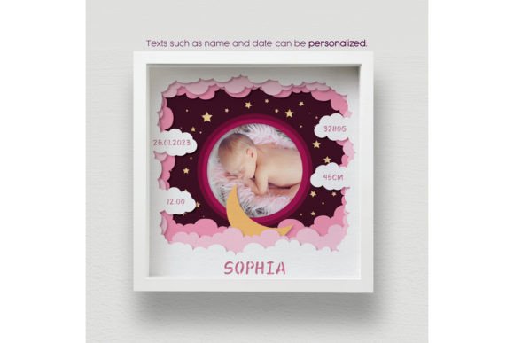 3D baby photo frame shadow box SVG for Cricut, perfect for personalized nursery decor