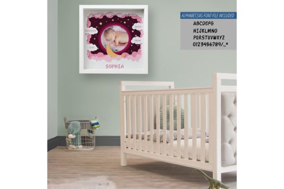 Cricut-friendly 3D baby shadow box SVG, ideal for crafting a unique baby keepsake