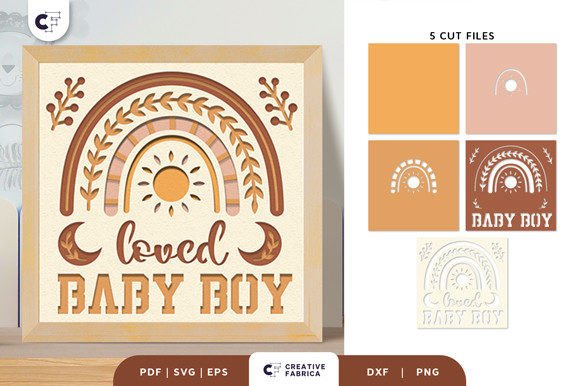 3D paper cut SVG with a boho rainbow design for baby decor