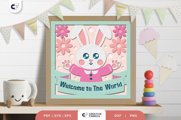 Girl baby shower shadow box design for Cricut