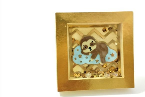 Mini sloth baby boy shadow box design for Cricut