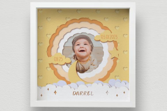 3D baby shadow box SVG for Cricut, perfect for nursery decor