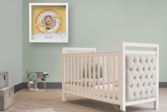 Cricut-friendly SVG for a 3D baby photo frame shadow box