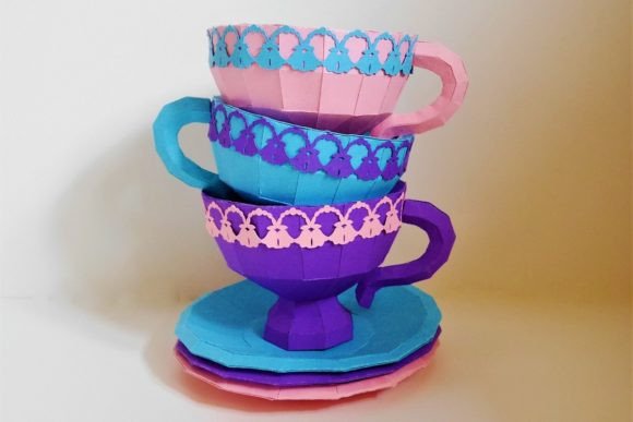 Exploding gift box SVG with a tea time theme for crafting