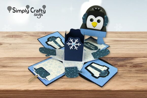 Cricut-compatible SVG for making a penguin explosion gift box