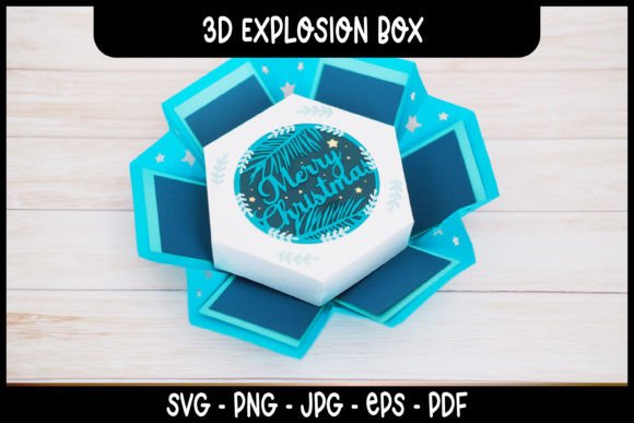 Preview of Merry Christmas explosion box SVG
