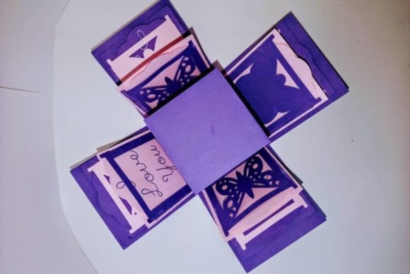 Butterfly-themed exploding gift box SVG design for Cricut projects