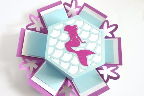 SVG file for crafting a mermaid explosion box with Cricut