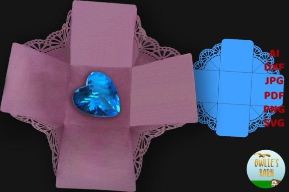 Lacy exploding box SVG with bow for elegant gifts