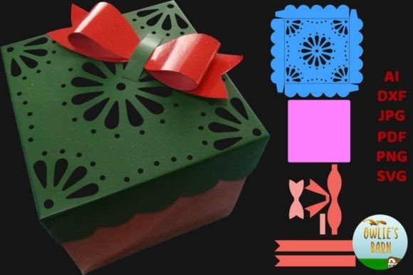 Preview of lacy exploding box with bow SVG