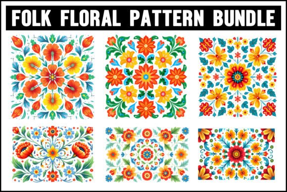 Folk Floral Pattern Bundle SVG for Cricut