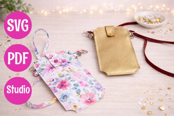 Floral and gold phone covers suitable for Cricut crafting projects.