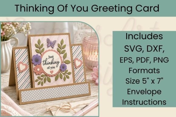 Fun fold card with floral and heart design, perfect for Cricut projects.