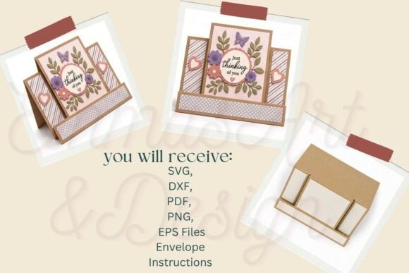 Multiple views of a fun fold card featuring a floral design for Cricut use.