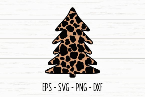 A single Christmas tree silhouette with a black and tan leopard print pattern.