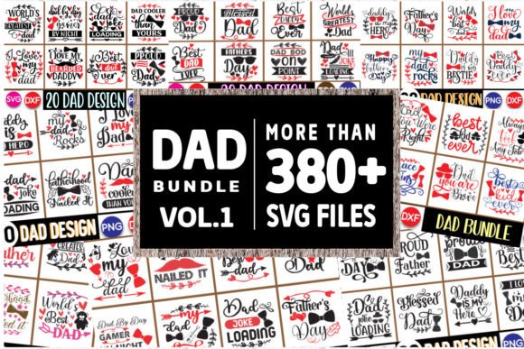 Collage of various dad-themed SVG designs with phrases like 'Best Dad' and 'Love My Dad'.