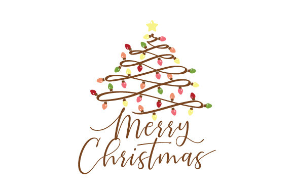 Colorful Christmas tree with lights and 'Merry Christmas' text for Cricut projects.