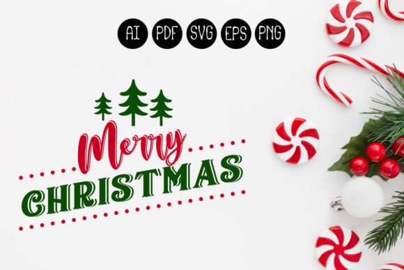 Merry Christmas SVG design with trees and candy canes, ideal for Cricut projects.