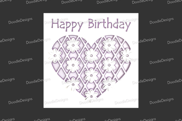 Cricut SVG design of a heart with flowers and 'Happy Birthday' text.