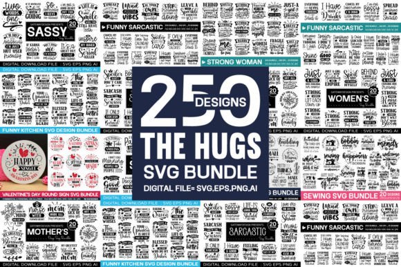 Collage of various SVG designs with phrases like 'Sassy' and 'Strong Woman' in different fonts.